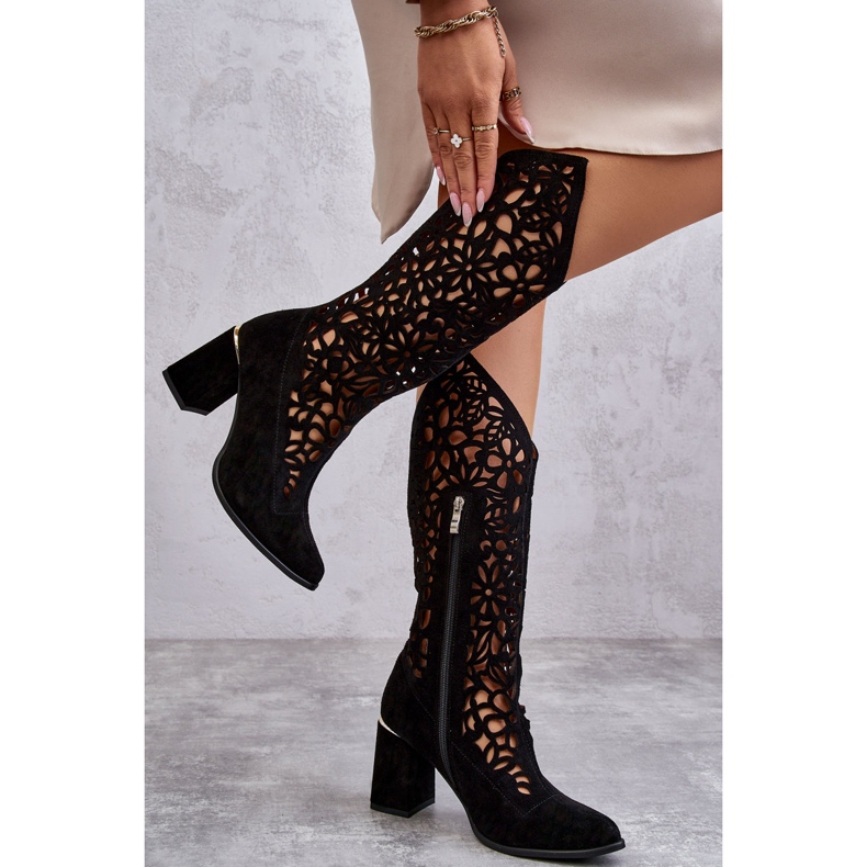 Lewski Shoes Stivali Traforati in Pelle Scamosciata Leewski Shoes 3234 Nero 2