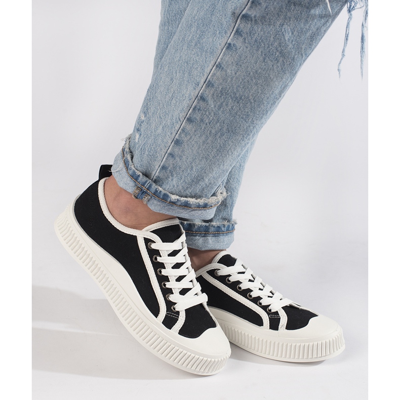 Sneakers nere con plateau da donna nero 2