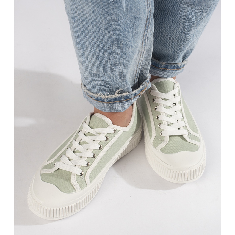 Sneakers platform da donna di colore verde chiaro 2