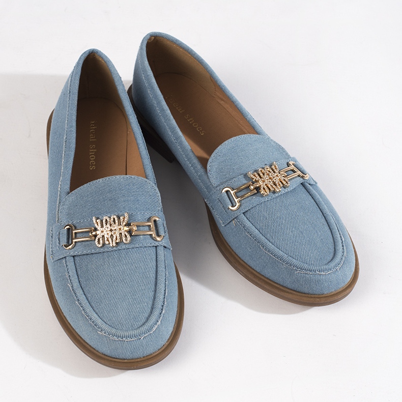 Mocassini in denim da donna alla moda blu 1