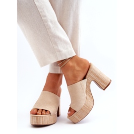 Infradito da donna beige con tacco alto 4