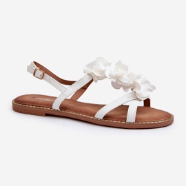 Sandali Bassi da Donna Decorati con Fiori, Abidina Bianco 1