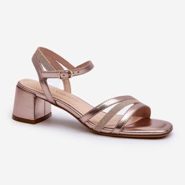 Sandali Con Tacco Basso Da Donna In Eco Pelle Sergio Leone SK046 Oro Rosa d'oro 1