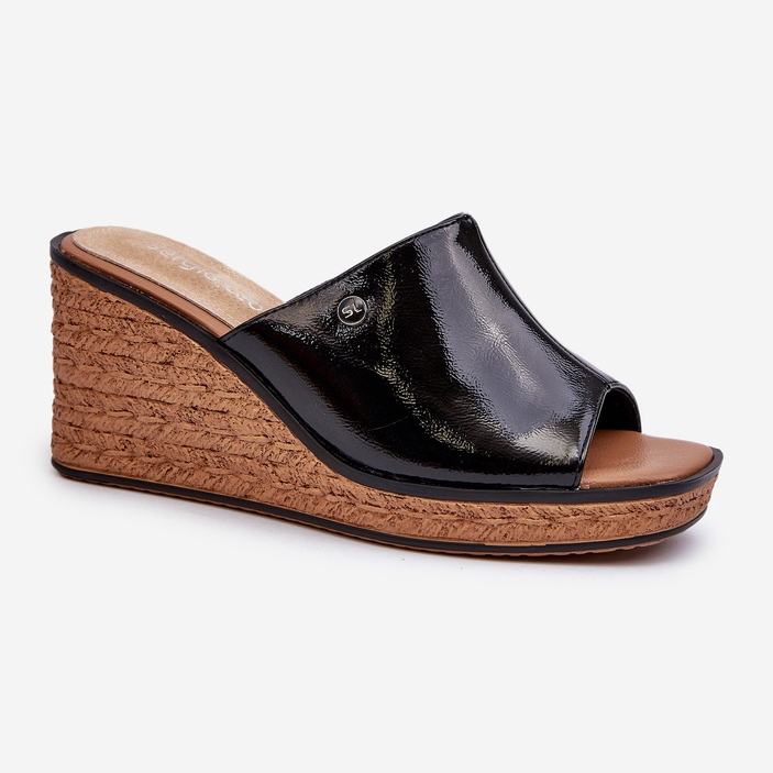 Infradito con zeppa in vernice da donna Sergio Leone KL213 Nere nero 1