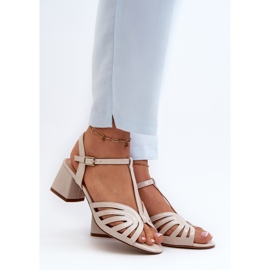 Sandali Tacco Alto da Donna in Vernice Sergio Leone SK880 Beige 2