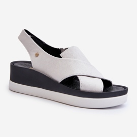 Zazoo 40256 Sandali con zeppa in pelle, bianchi bianco 1