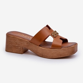 Zazoo 40412 Infradito da Donna Eleganti in Pelle con Decorazione Oro, Marrone 1