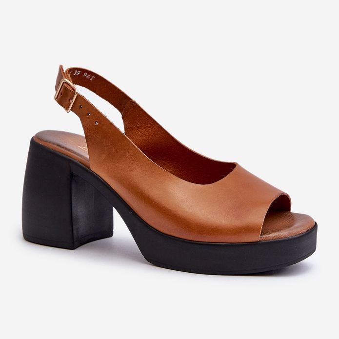 Zazoo 40376 Sandali in pelle marrone con tacchi alti enormi 1