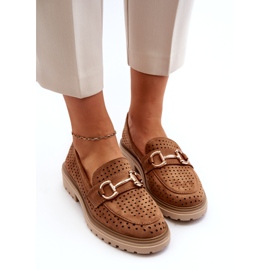 Bellucci Mocassini Traforati Da Donna Con Decoro Cammello marrone 3