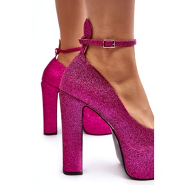 Flyfor Décolleté con tacco alto fucsia glitterato rosa 4