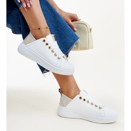 Sneakers bianche e beige con zirconi Antonietta bianco 1