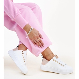 Sneakers Antonietta bianche e rosa con strass bianca 1