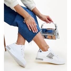 Sneakers Giulia bianche e argento con zirconi bianco 1