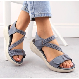 Sandali comodi da donna con velcro ed elastici, blu eVento 7056 1