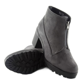 Stivali con tacco in camoscio grigio 669-4 grigio 1