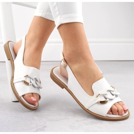 Sandali bianchi da donna Filippo DS6232 con catena bianca 1