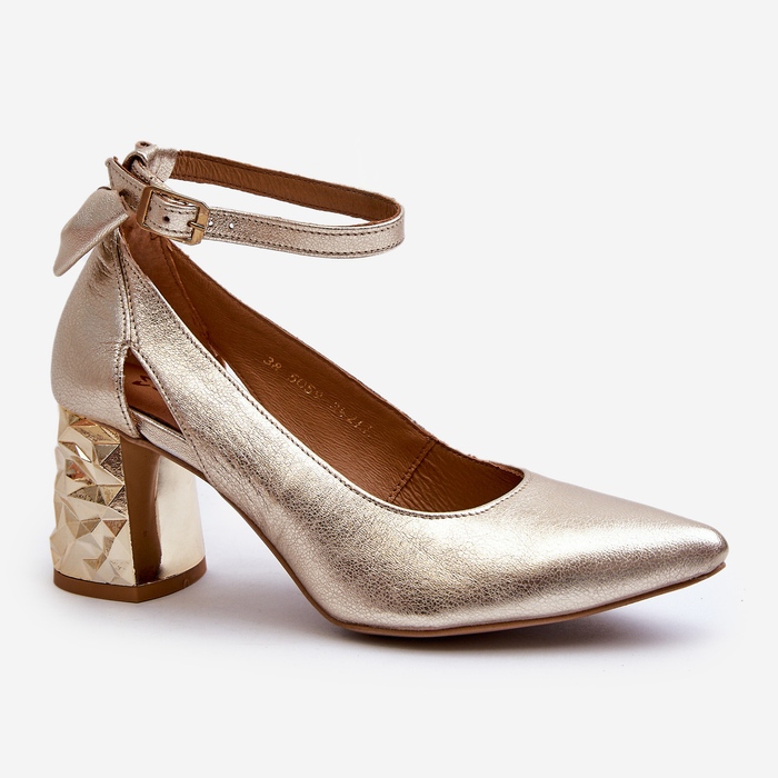 Décolleté in pelle con fiocco Maciejka 05059-25 Oro d'oro 2