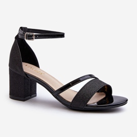 Vinceza Sandali Con Tacco Basso Da Donna Glitter Neri Ploemis nero 1
