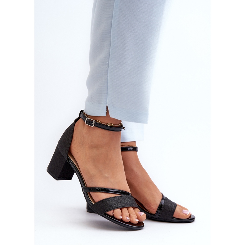 Vinceza Sandali Con Tacco Basso Da Donna Glitter Neri Ploemis nero 2
