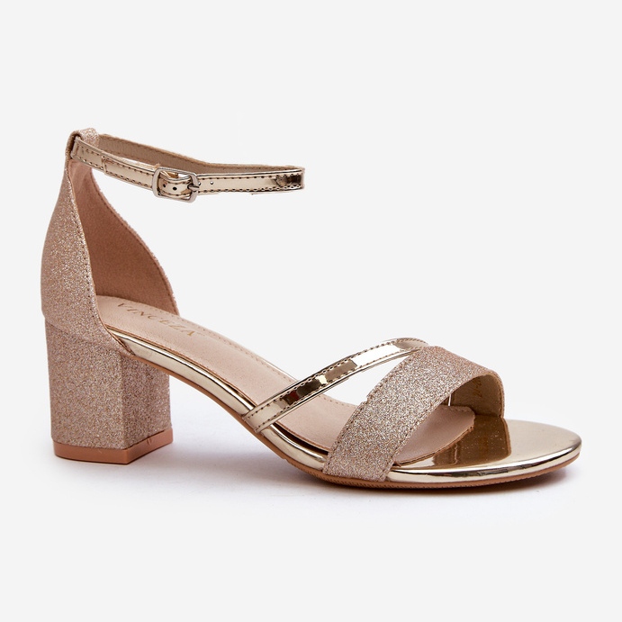 Vinceza Sandali glitterati con tacco basso da donna, Golden Ploemis d'oro 2