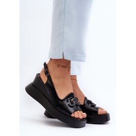 Jezzi Sandali Da Donna Con Plateau E Zeppa Con Decorazione, Janesca Nera nero 2