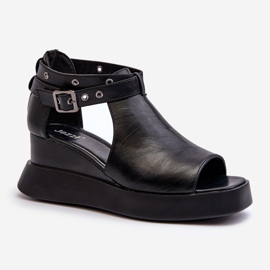 Jezzi Sandali Da Donna Con Plateau E Zeppa In Ecopelle, Colore Nero Hloeli 1