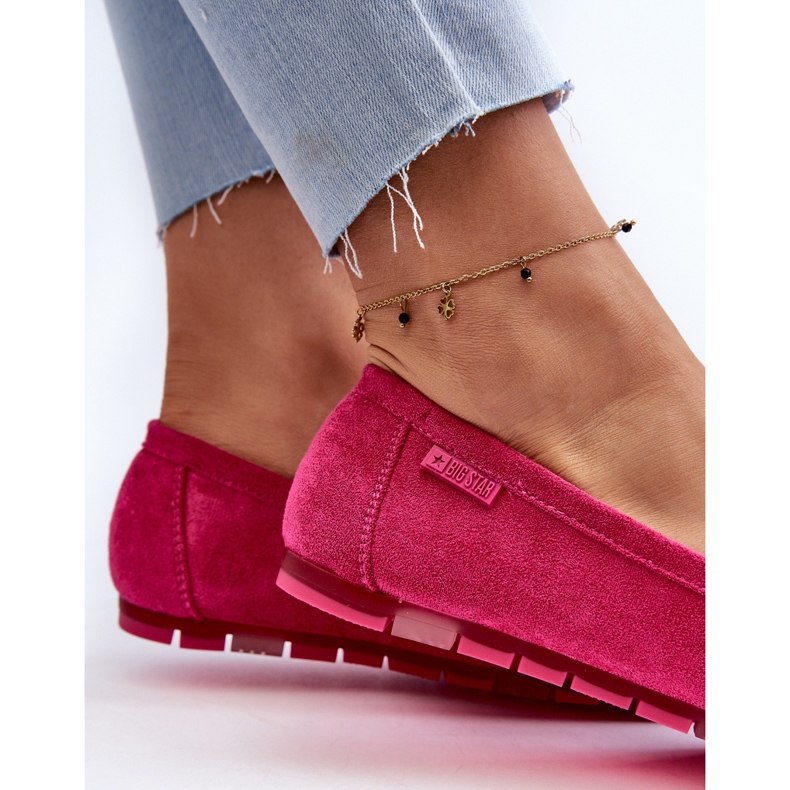 Mocassini da donna in ecopelle scamosciata Big Star NN274934 Memory Foam System Fucsia rosa 1