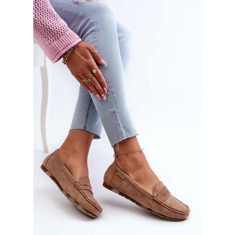 Mocassini da donna in ecopelle scamosciata Big Star NN274930 Memory Foam System Beige 1