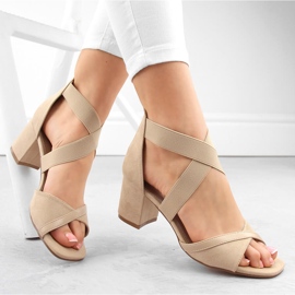 Sandali beige da donna con tacco e elastici Filippo DS6262 1