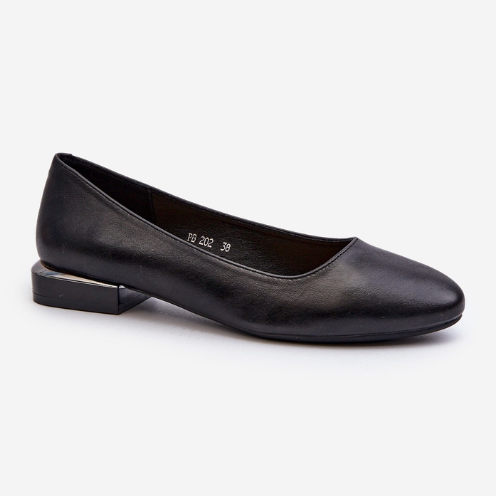 Ballerine da Donna in Eco Pelle Con Tacco Basso Nere Sergio Leone PB202 nero 1
