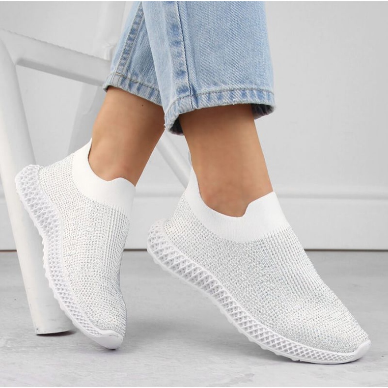 S.Barski Scarpe sportive slip-on con strass D&amp;A W OLI257B bianche bianco 1