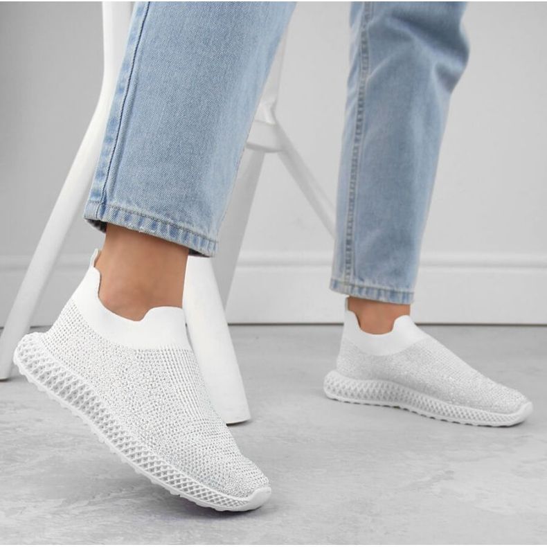 S.Barski Scarpe sportive slip-on con strass D&amp;A W OLI257B bianche bianco 2