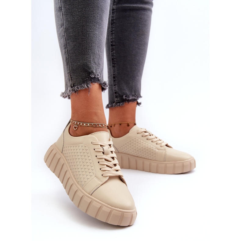 Evento Sneakers in pelle da donna sulla piattaforma Eselmarie beige 2