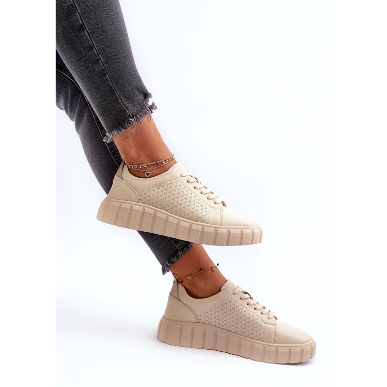 Evento Sneakers in pelle da donna sulla piattaforma Eselmarie beige 5