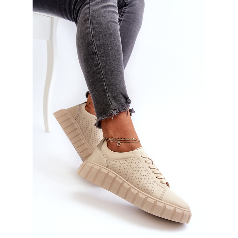 Evento Sneakers in pelle da donna sulla piattaforma Eselmarie beige 6