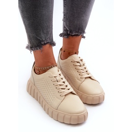 Evento Sneakers in pelle da donna sulla piattaforma Eselmarie beige 3