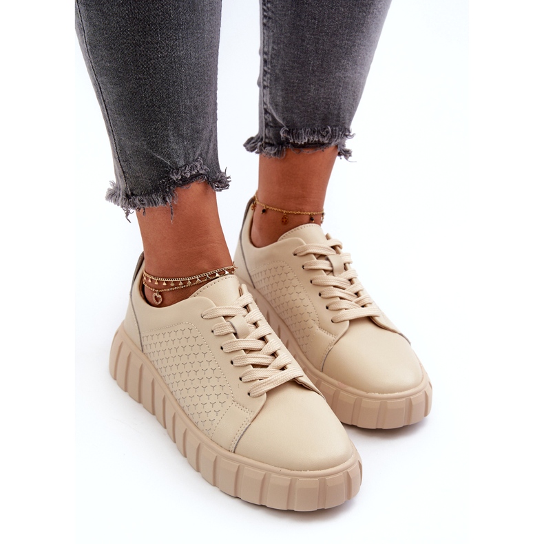 Evento Sneakers in pelle da donna sulla piattaforma Eselmarie beige 3