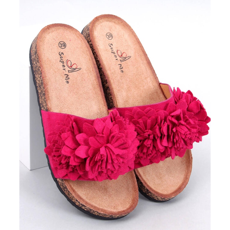 Infradito in sughero con fiori Sebill Fuchsia rosa 1