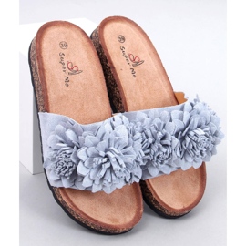 Pantofole in sughero con fiori Sebill Grey grigio 1