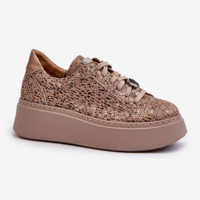 Scarpe sportive in pelle sulla piattaforma Maciejka 06191-10 Beige 1