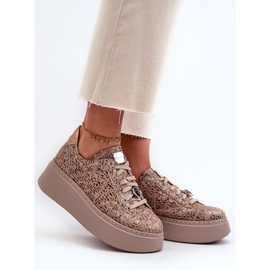 Scarpe sportive in pelle sulla piattaforma Maciejka 06191-10 Beige 2