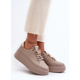 Sneakers Da Donna In Pelle Con Decori CheBello 4292 Beige 2