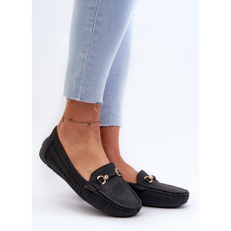 Mocassini Traforati Da Donna Con Decoro, Kaydance Nero 2