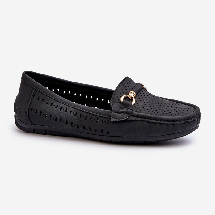 Mocassini Traforati Da Donna Con Decoro, Kaydance Nero 1