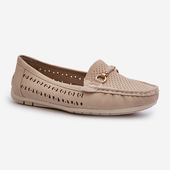 Mocassini Traforati Da Donna Con Decorazione, Beige Kaydance 2