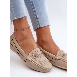 Mocassini Traforati Da Donna Con Decorazione, Beige Kaydance 1