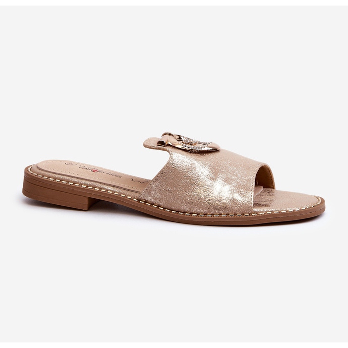 Infradito eleganti da donna lucide con decorazione S.Barski KV27-032 Oro d'oro 1