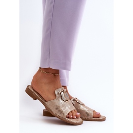 Infradito eleganti da donna lucide con decorazione S.Barski KV27-032 Oro d'oro 2