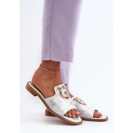 Infradito eleganti da donna lucide con decorazione S.Barski KV27-032 Argento d'argento 2