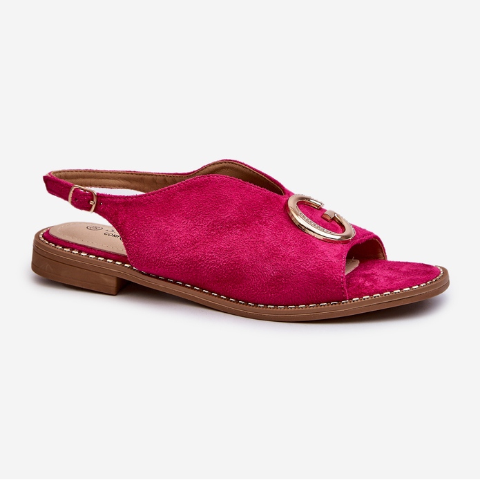 Sandali Eleganti da Donna Con Decorazione Eco Camoscio S.Barski KV27-058 Fucsia rosa 1